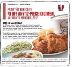 KFC saving coupons 