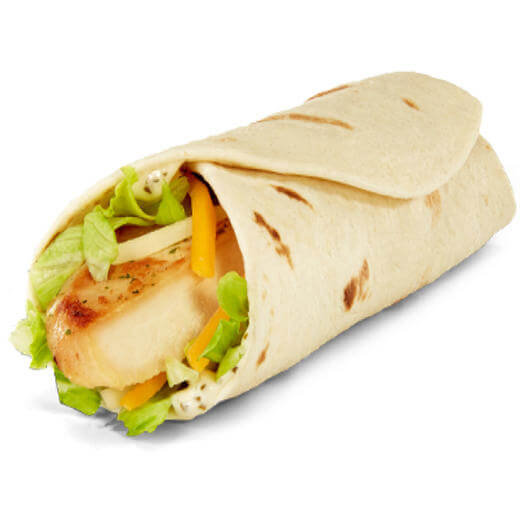 15 Cheap Fast Food Options | Grilled Chicken Snack Wrap | FastFoodMenuPrices.com
