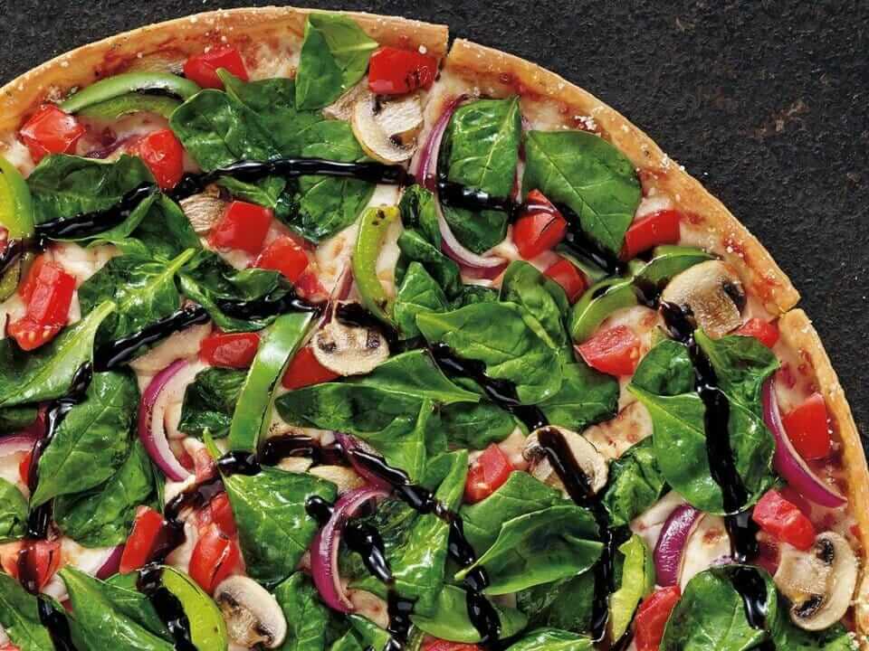 Top 11 Low-Calorie Fast Food Options | Pizza Hut Garden Party Thin Crust Pizza | FastFoodMenuPrices.com