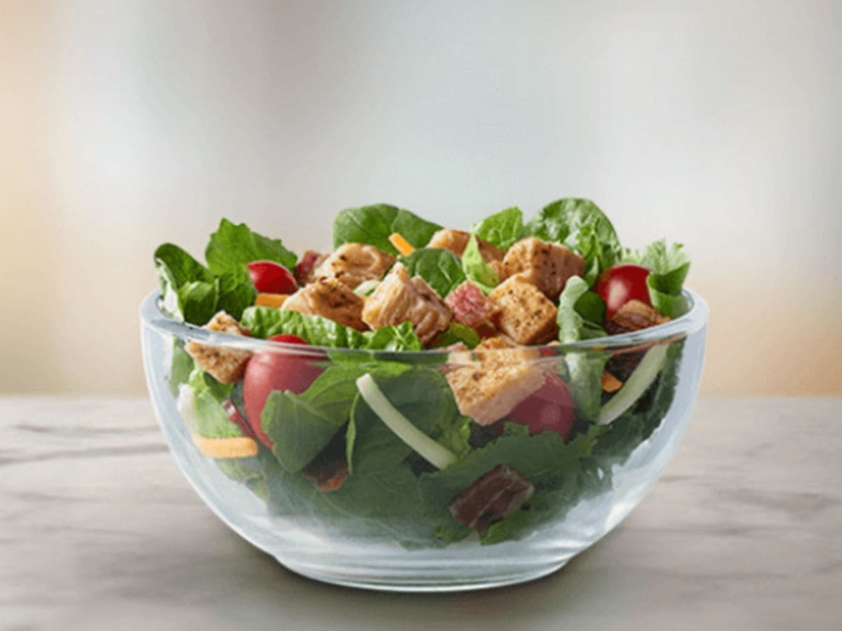 A high-protein salad on a table.