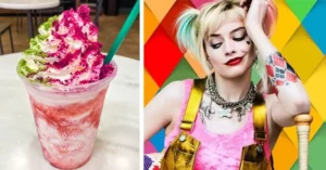 Harley Quinn Starbucks secret menu frapp next to Harley Quinn actress