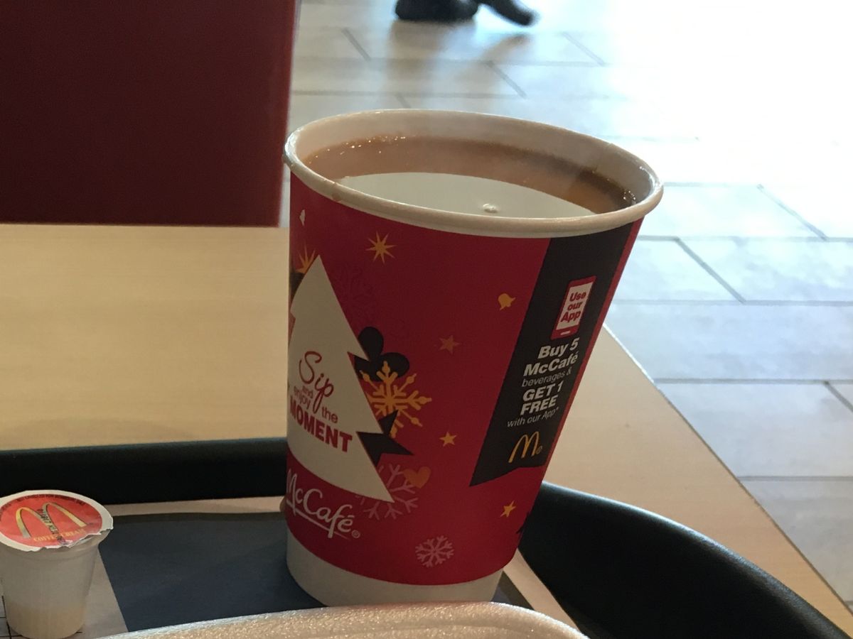 Mcdonald's Christmas hot chocolate with coffee prices.
