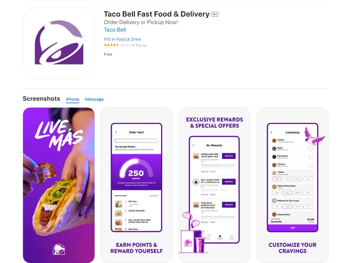 The app for taco bell food delivery that accepts Apple Pay.